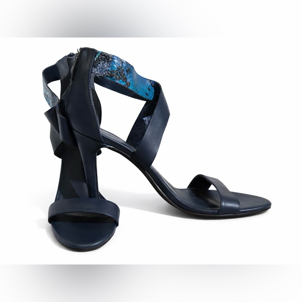 Sergio Bari Navy and Blue Strappy Heels - Size 8.5